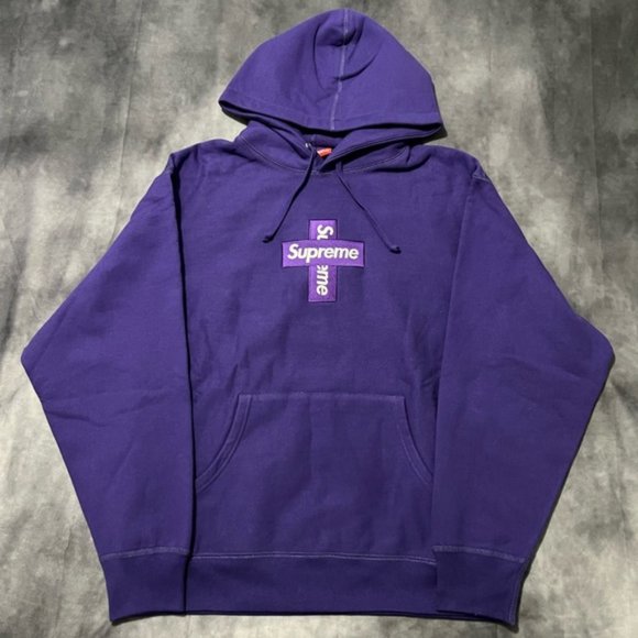 100 authentic Supreme Cross Box Logo Hoodie purple large Shirts